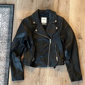 Abercrombie and Fitch Jet Black Leather Moto Jacket